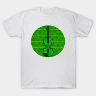 Violin Irish Fiddle Shamrocks St Patrick's Day Musician T-Shirt